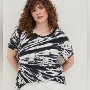 Torrid  LoveSick Black Tie-Dye Destructed Tee